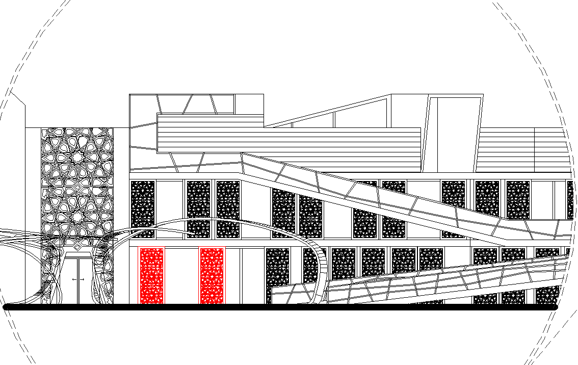 Elevation of turkey research center dwg file