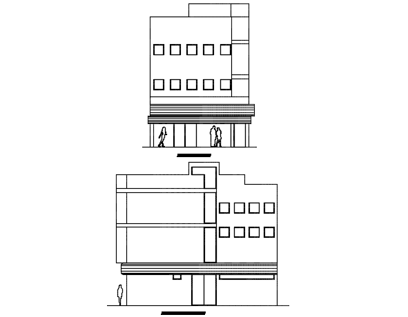Elevation office building plan detail dwg file
