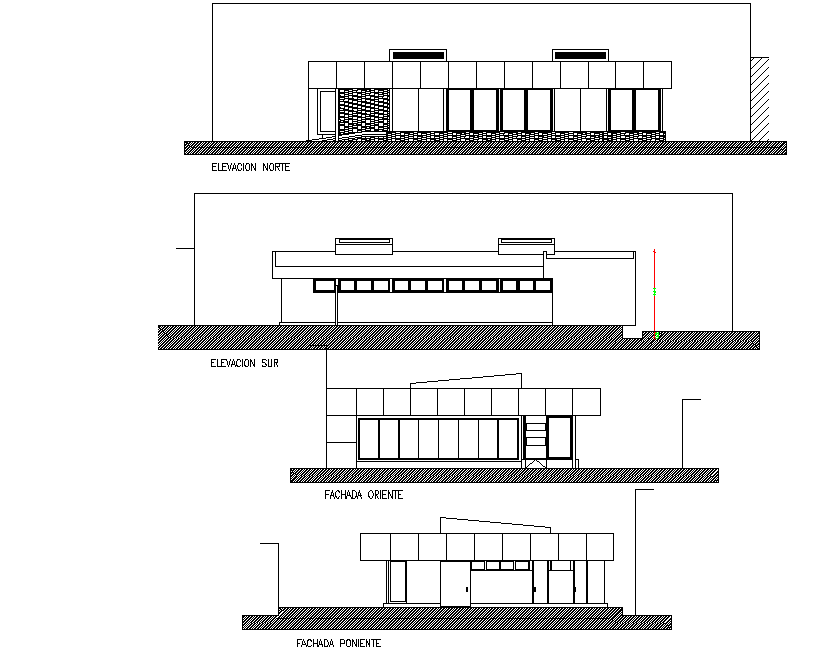 Elevation office plan detail dwg file
