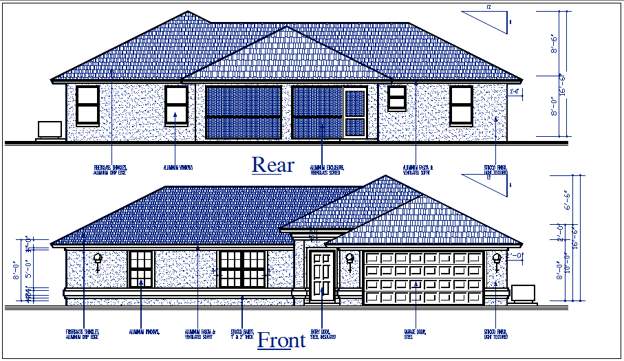 Elevation plan of details dwg file