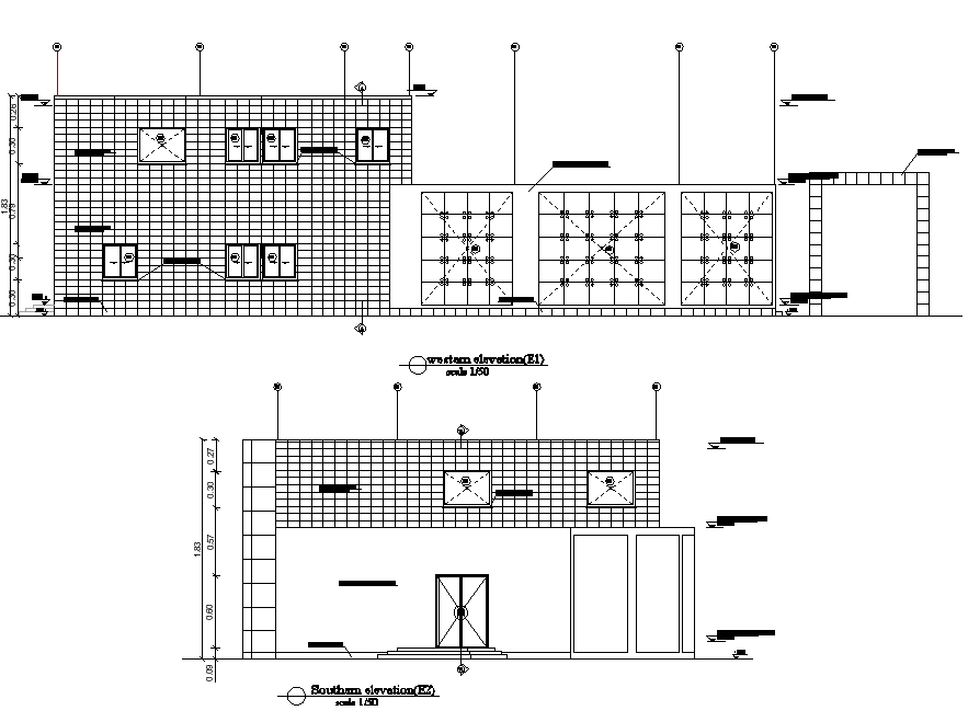 Elevation registration offices plan detail dwg file