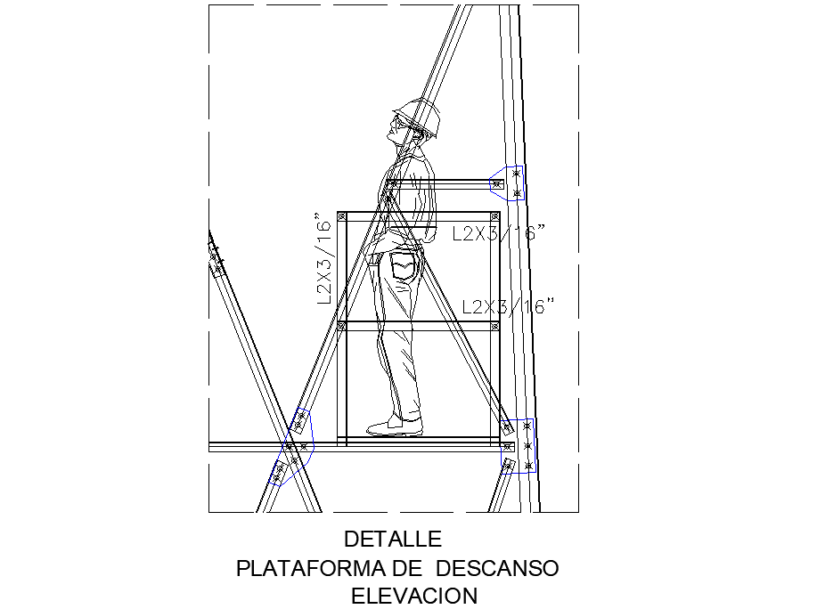 Elevation rest platform detail autocad file