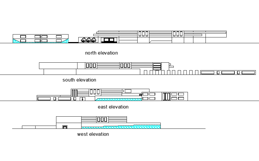 Elevation trade center design plan dwg file