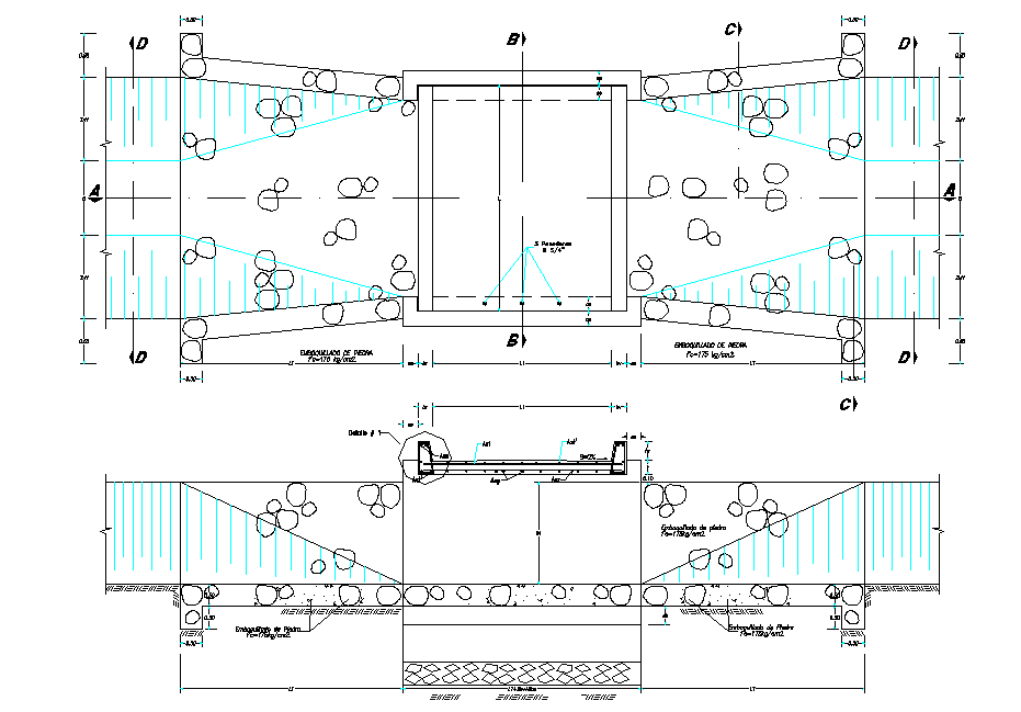 Elevation vehicular bridge plan autocad file