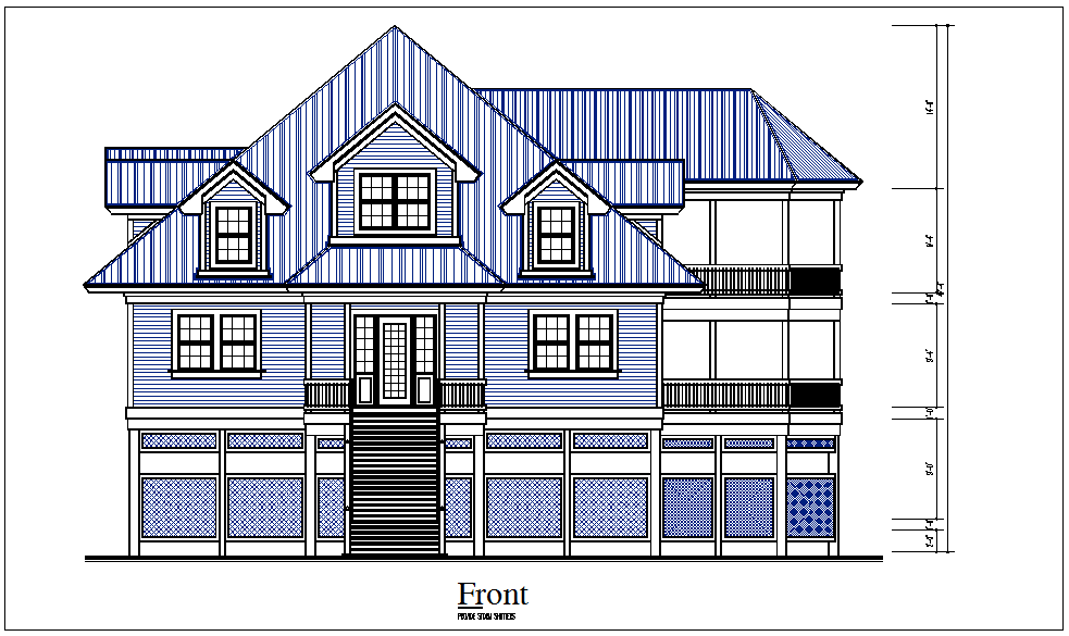 Elevation view of house detail dwg file