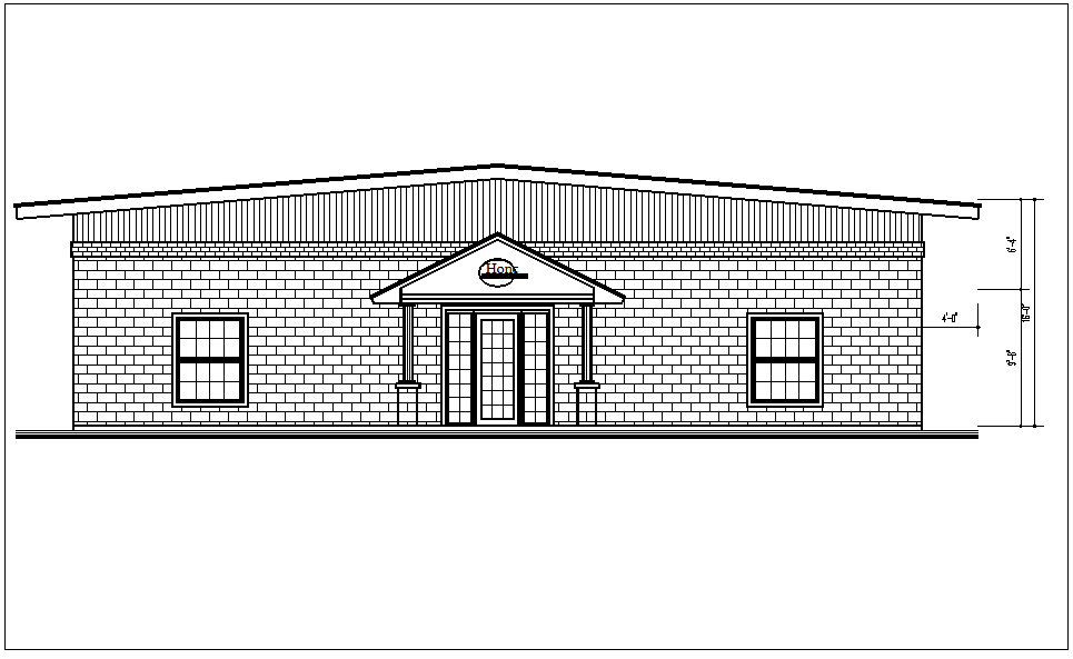Elevation view of house detail dwg file