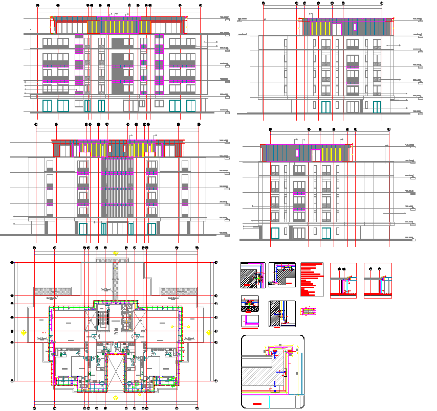  Elevation Layout Plan ACP Shop Details in Material Structure in AutoCAD DWG Drawing
