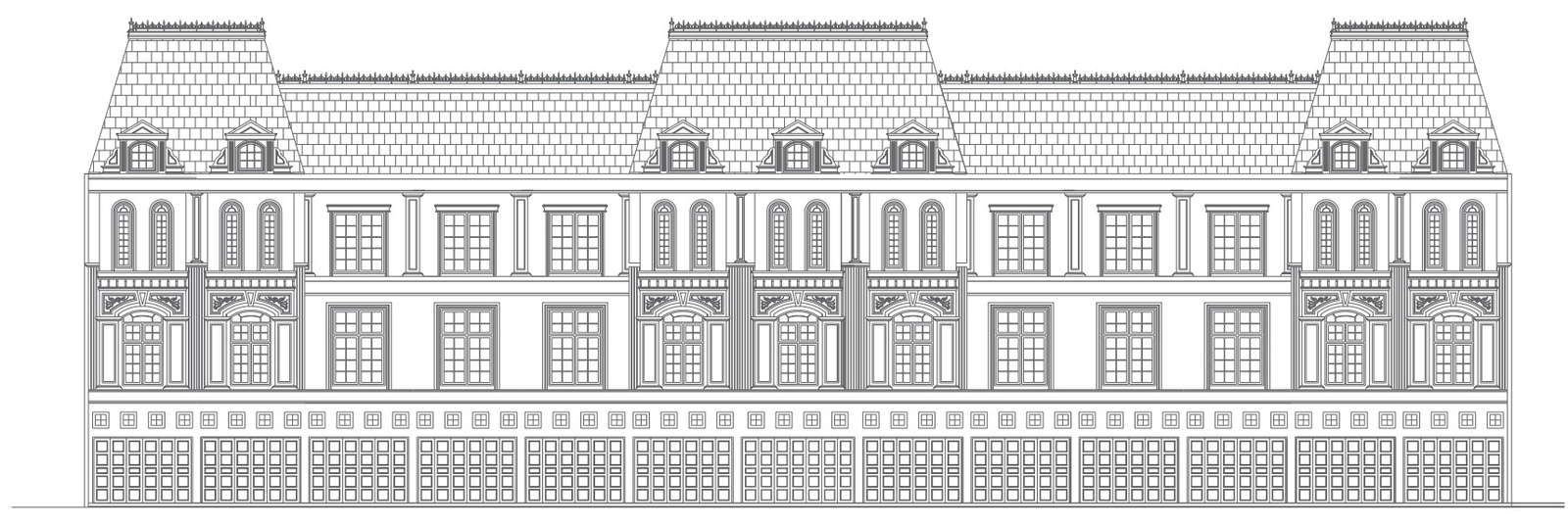  Elevation of building with windows detail and column detail dwg autocad drawing. 