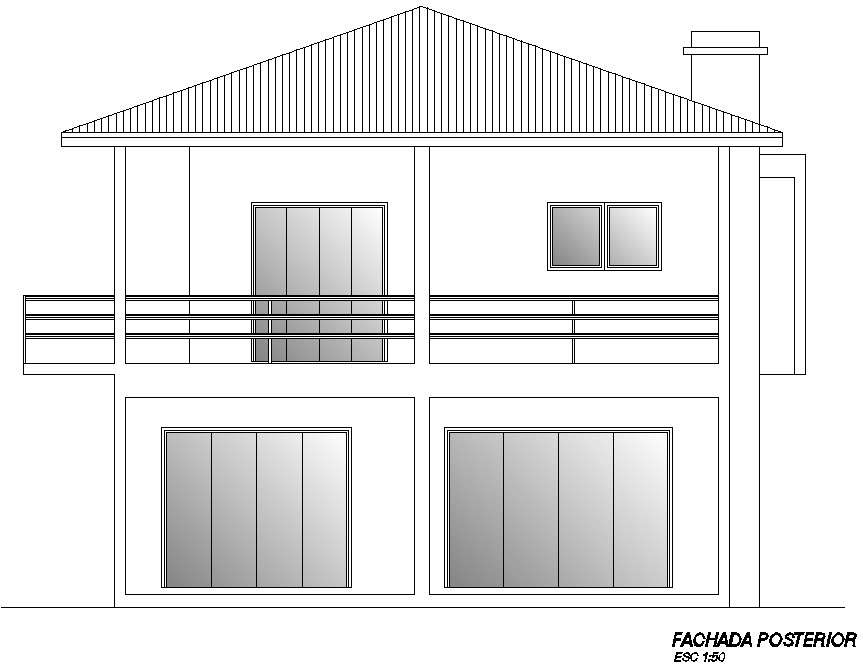 Elevation of house plan with detailing