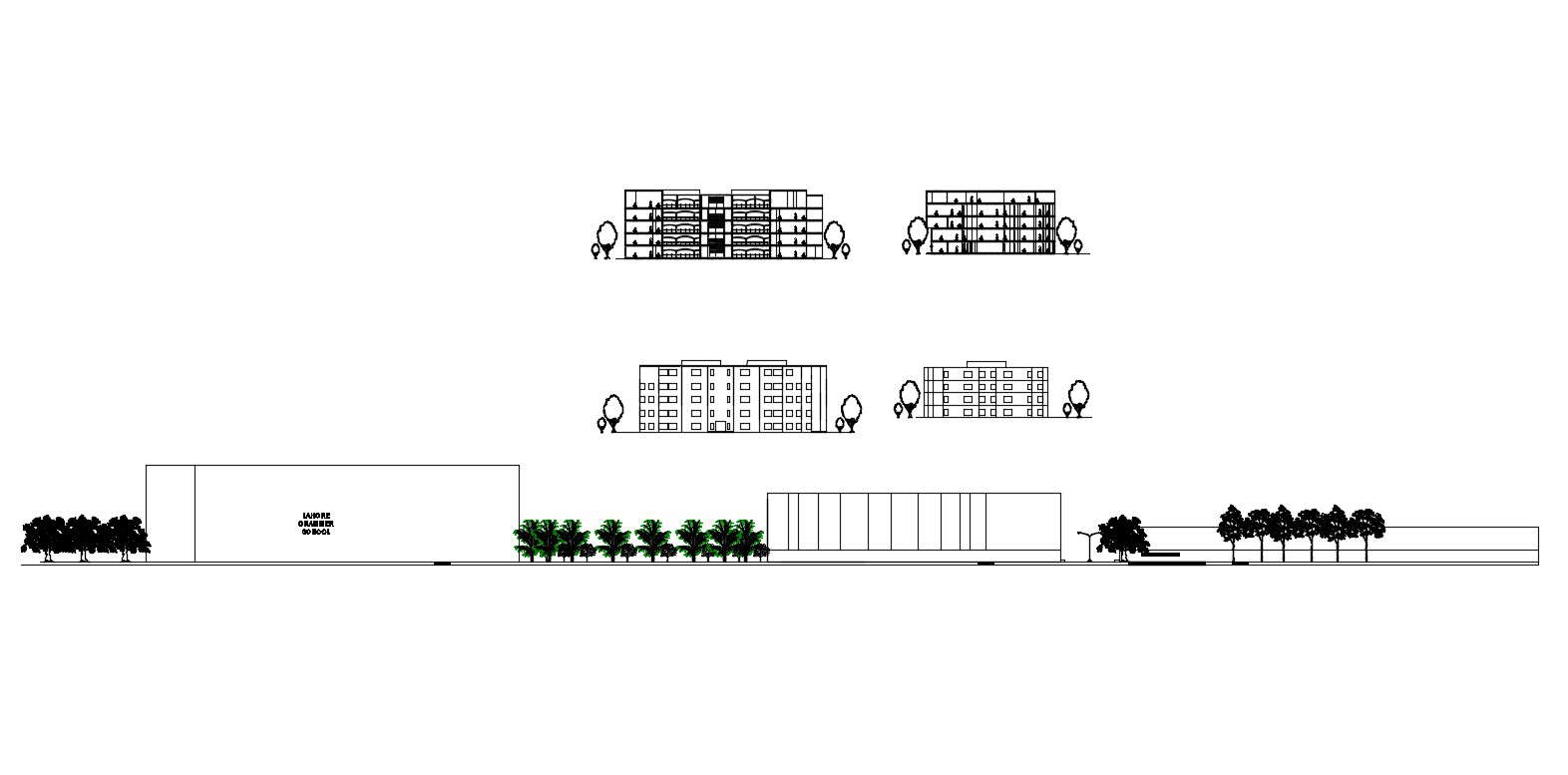 Elevations of school in autocad