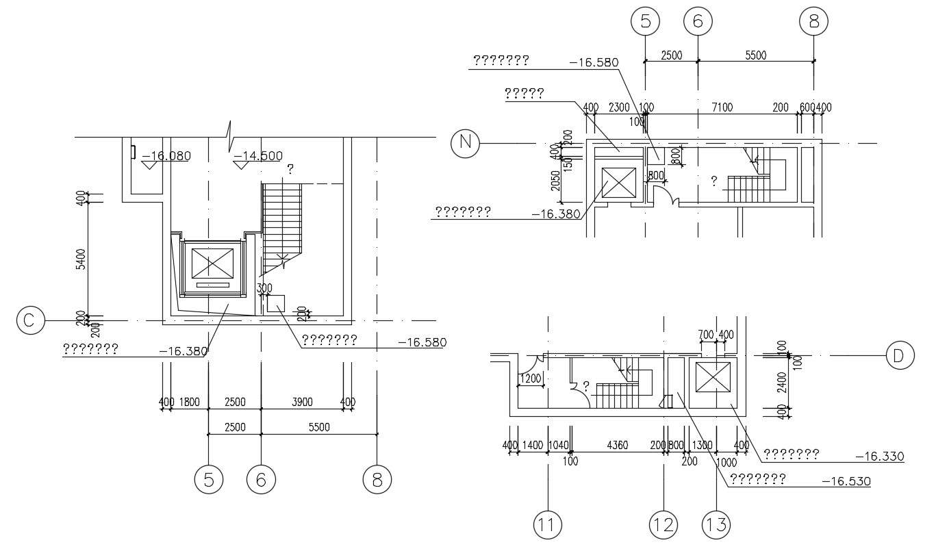 Elevator and Staircase Plan CAD File