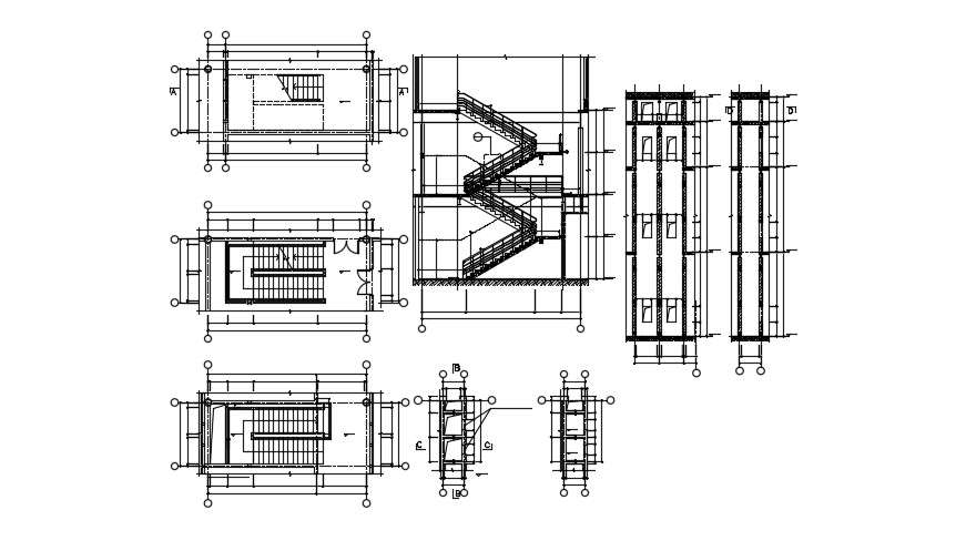 Elevator and Staircase Structure Design CAD Drawing 