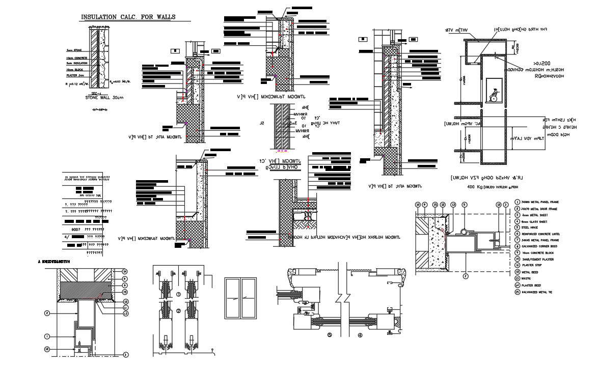 Elevator Wall Section Drawing DWG File