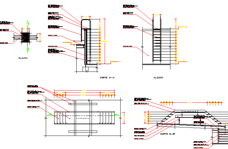 Elevators and staircase sectional details of shopping center dwg file