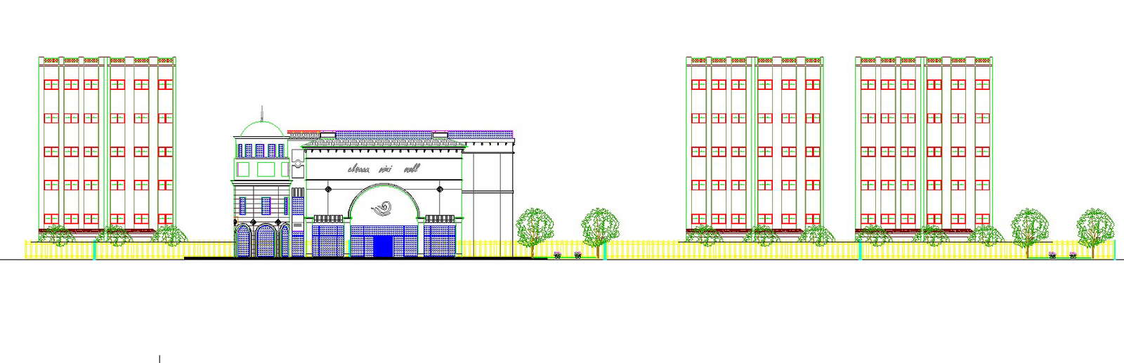 Elsa mini mall elevation in AutoCAD, dwg file.