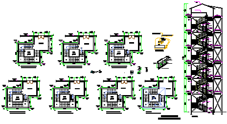 Emergency exit stairs detail design drawing