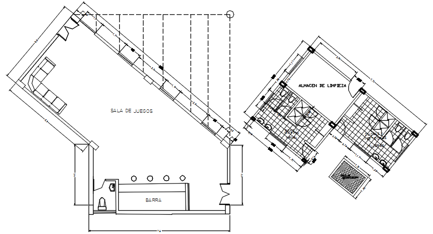 Enlarge plan of the reception area of the hotel 
