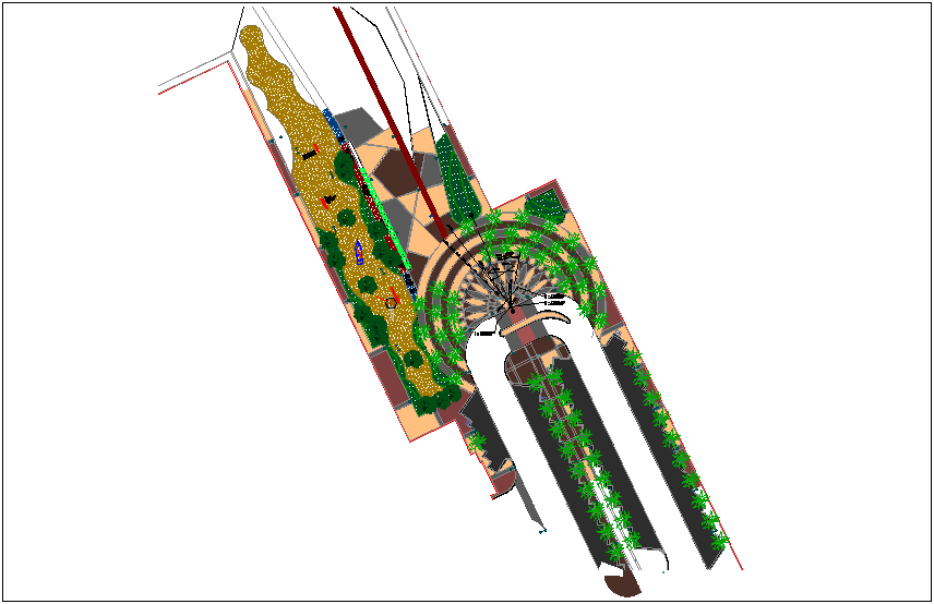 Entrance plaza paving design dwg file