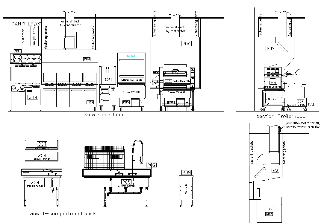 Equipment for industrial kitchen dwg file