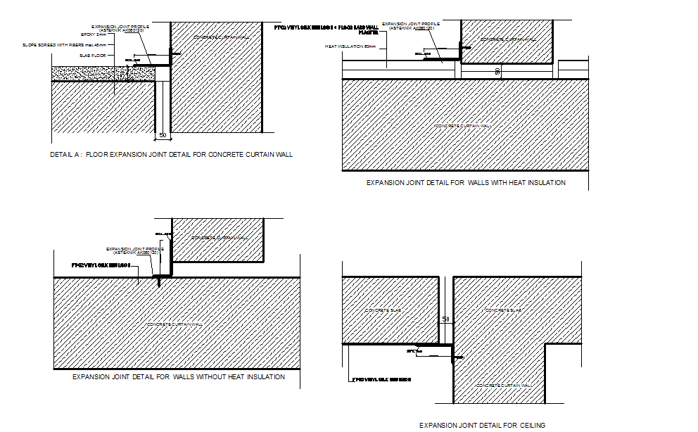 Expansion joint detail for concourse dwg file