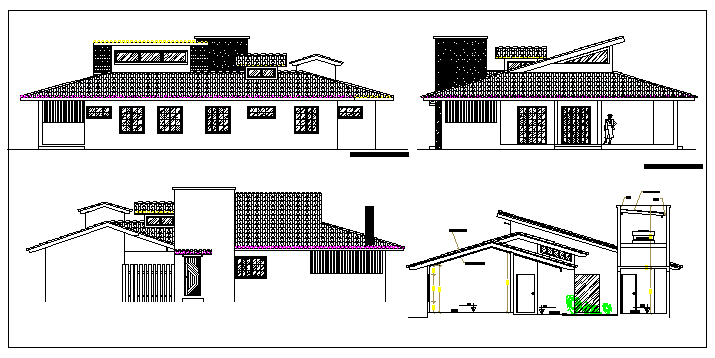 Exterior elevation of a house dwg file 