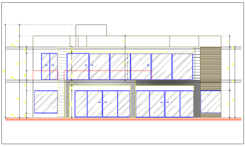 Exterior wall elevation view door view dwg file