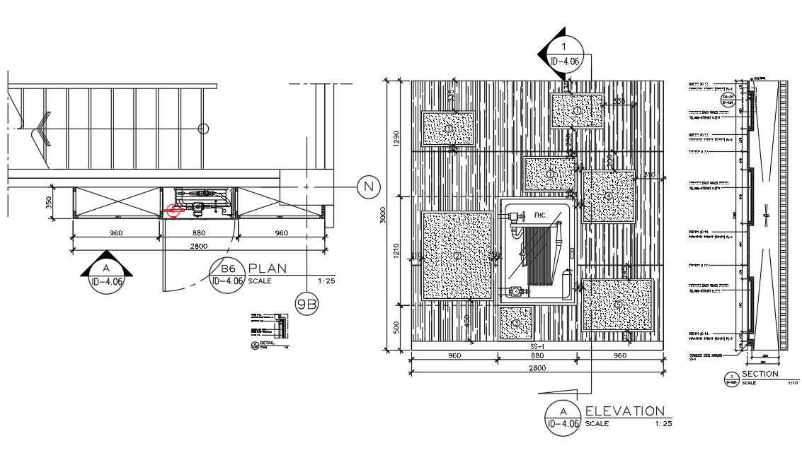  FHC Fire System Fixing In Wall Drawing DWG File
