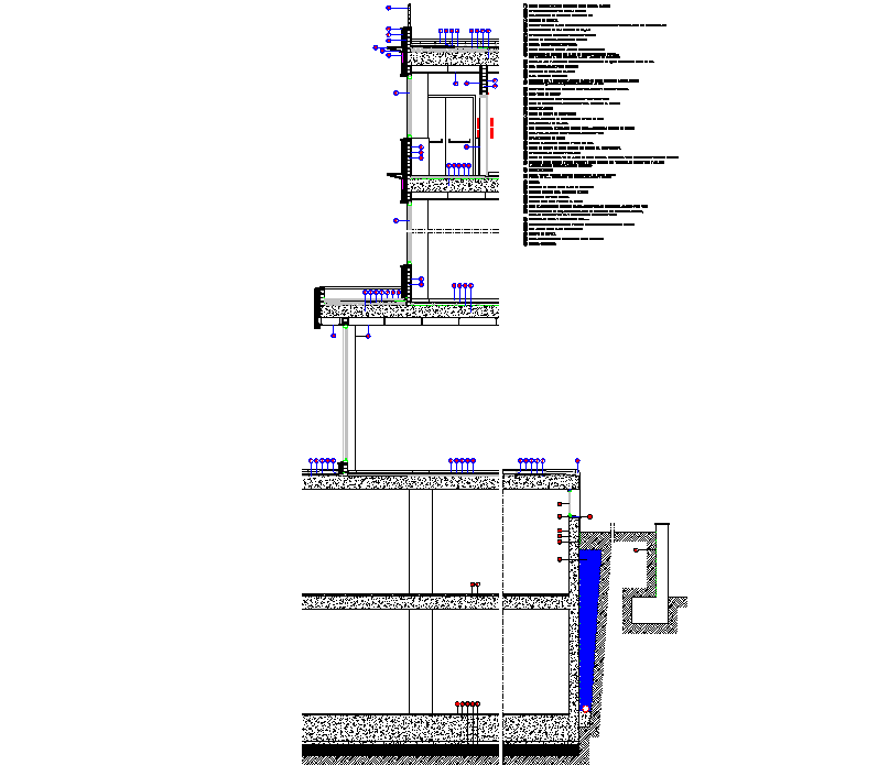 Facade section plan detail dwg file