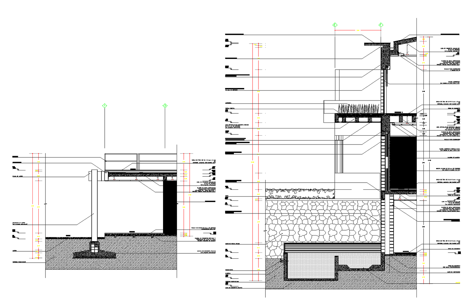 Facade section residential house plan detail dwg.