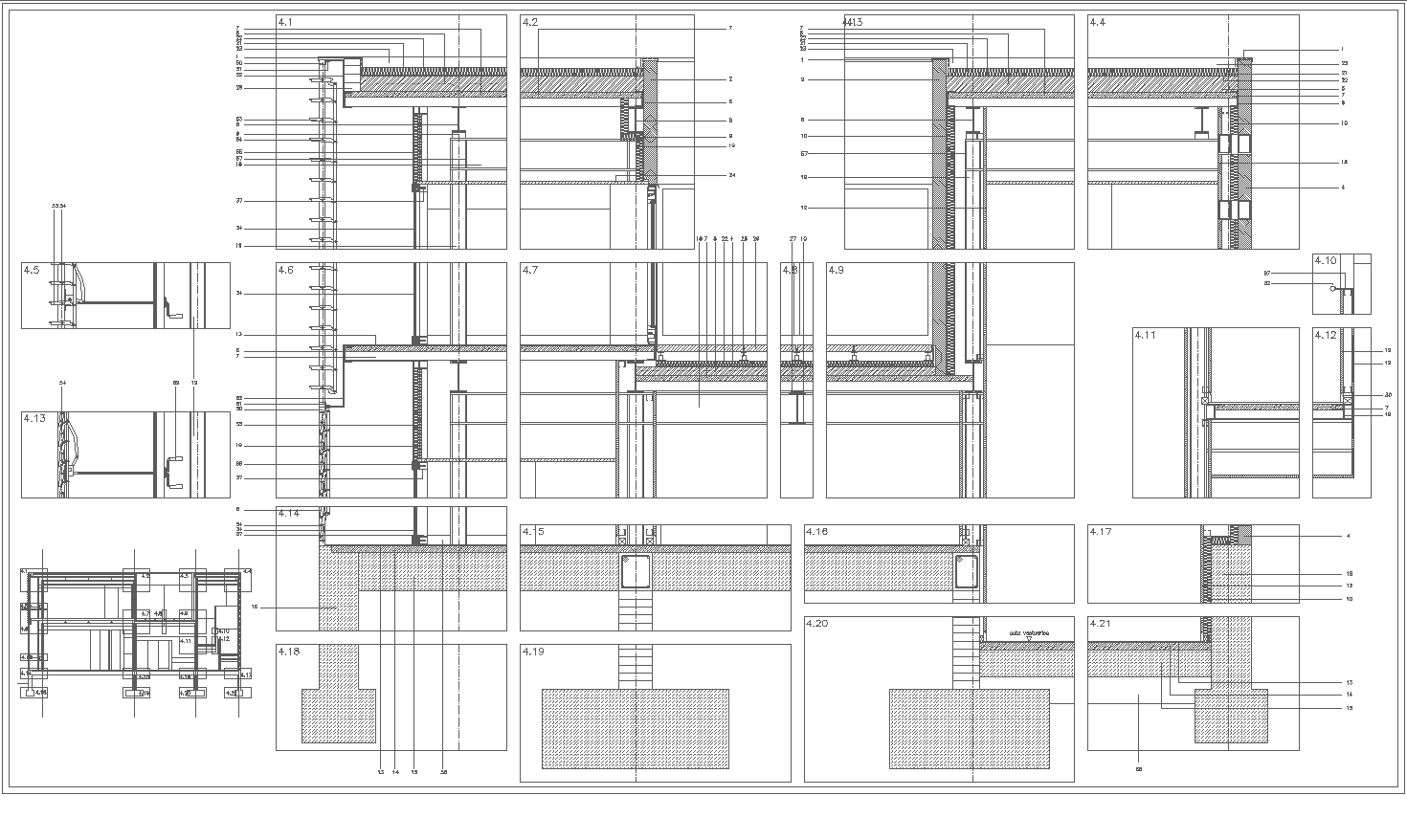 Facade sections and detail 