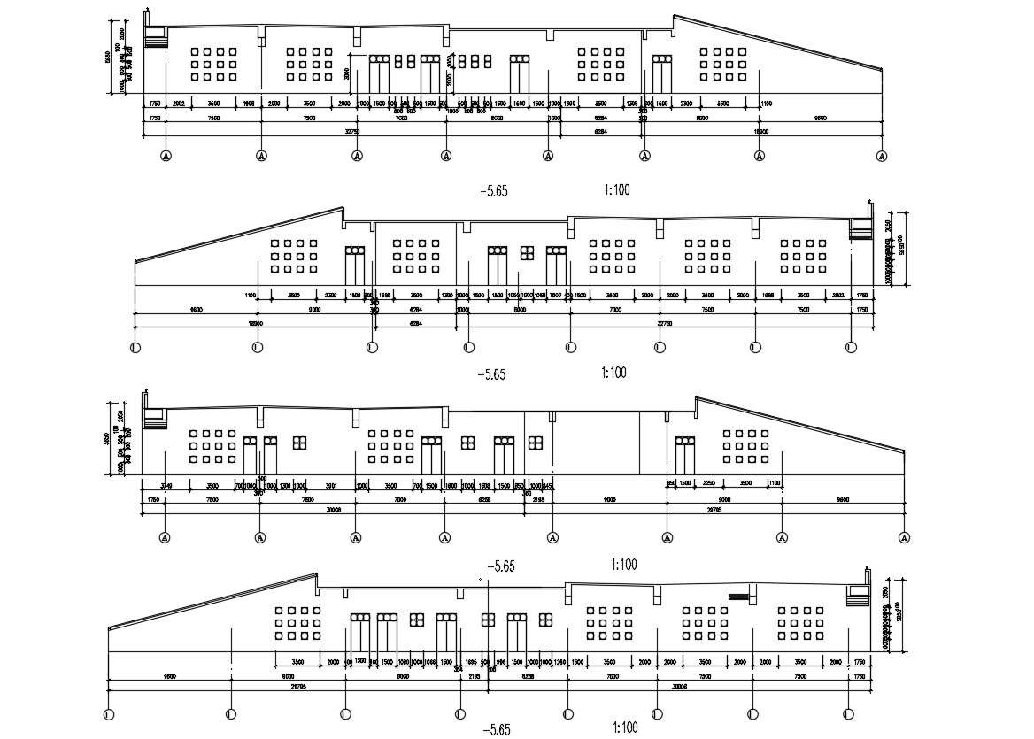 Factory Building Elevation Free CAD Drawing