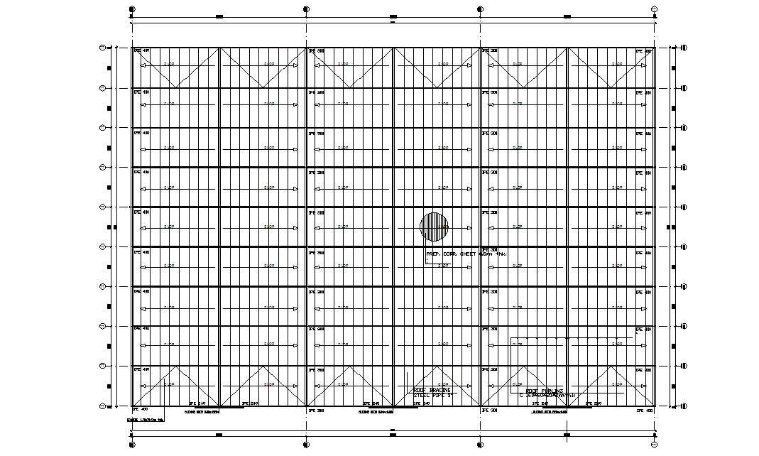 Factory Truss Roof Top View Design Free DWG file
