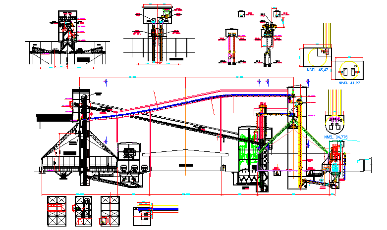 Factory machinery with plan 