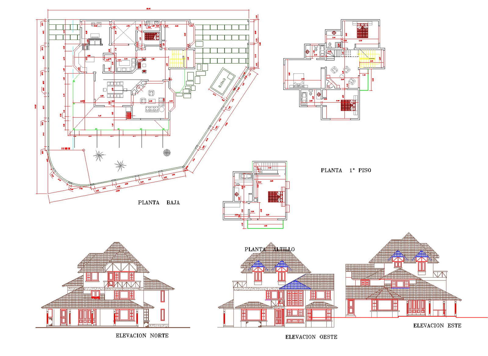 Family house plan and elevation autoacd file