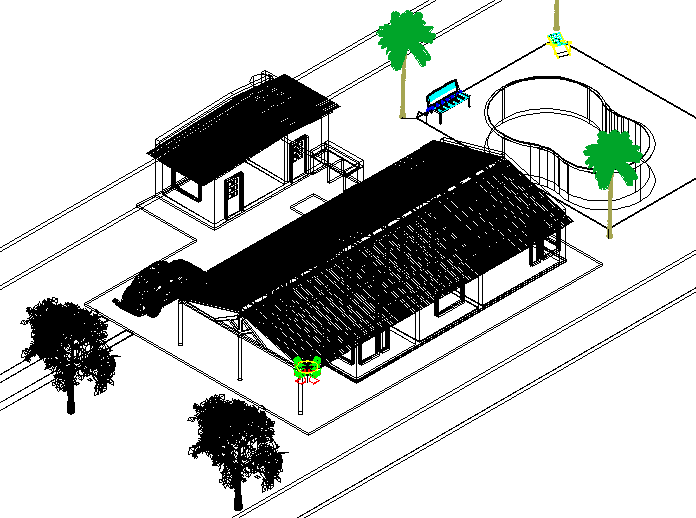 Farm house 3 d plan detail dwg file