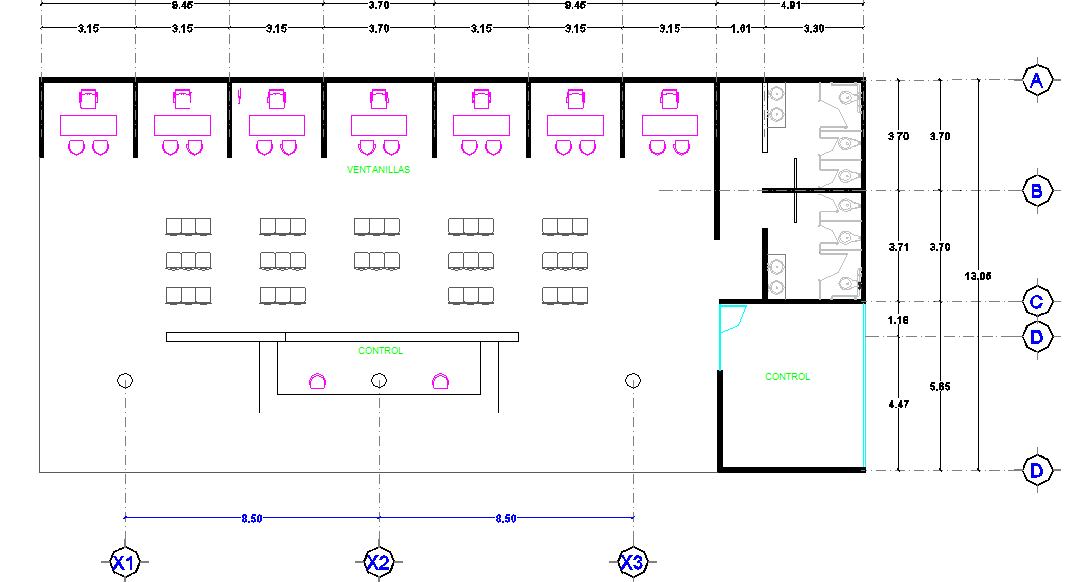 Federal government  office layout plan dwg file