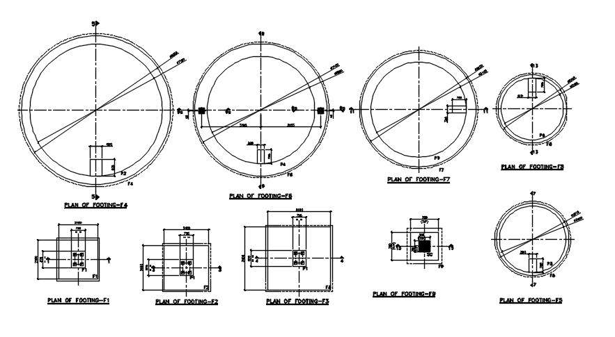 Fermentation plan of footing details are given in this  2D Autocad WG drawing file.  Download the Autocad DWG drawing file. 