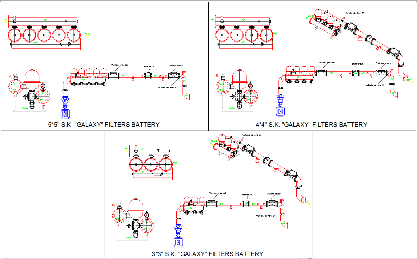 Filter battery cad drawing detail