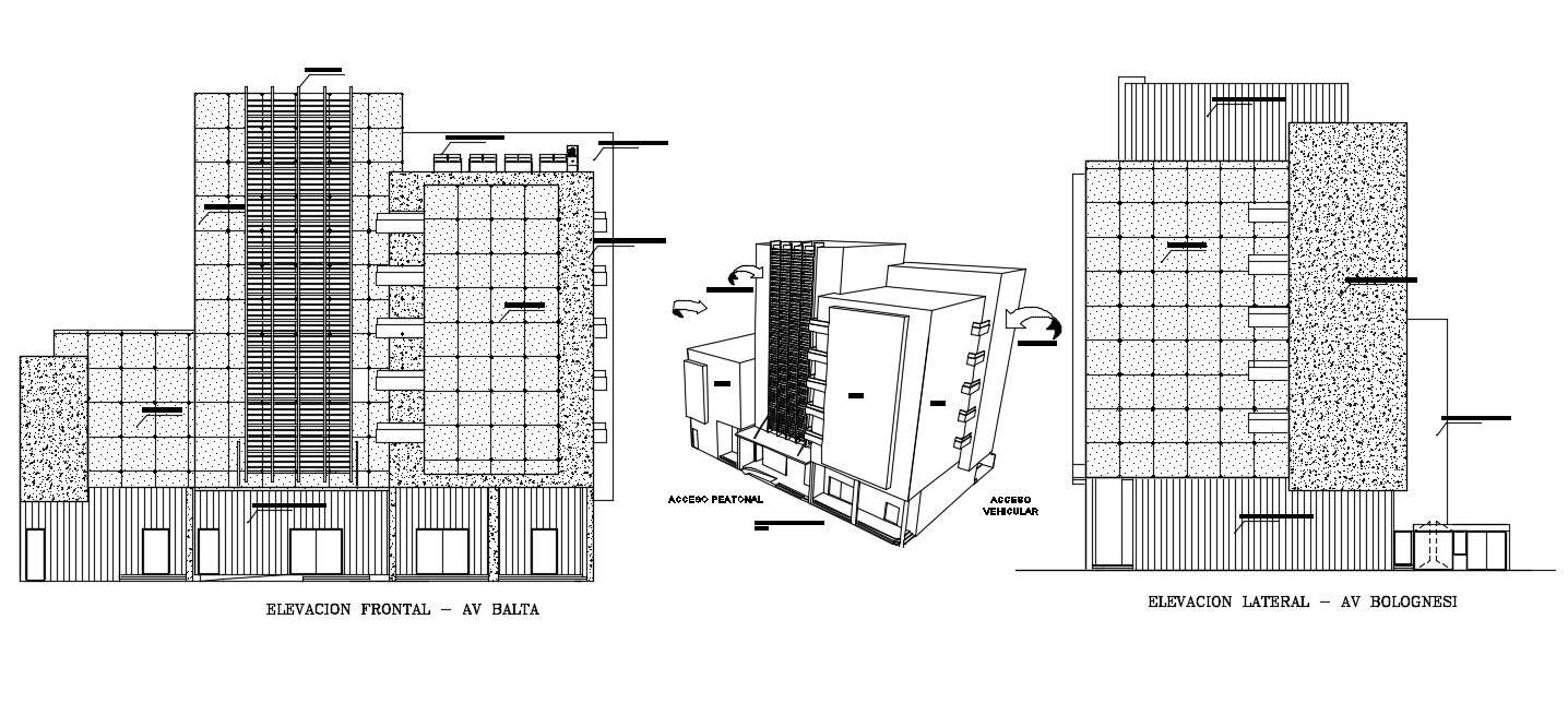Finance Building Elevation Plan DWG File