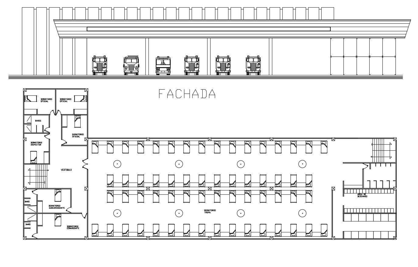 Fire Station layout in AutoCAD