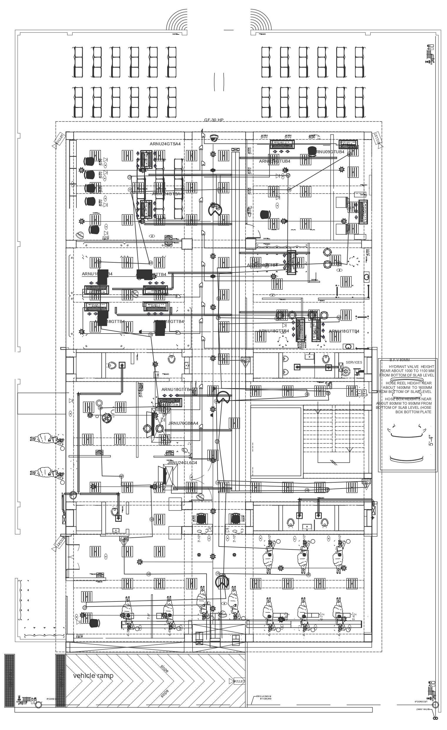 Fire safety layout with hose reel and hose box details DWG autoCAD drawing