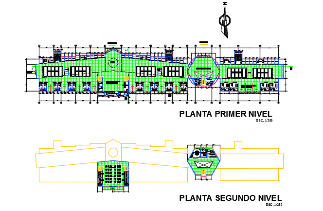 First floor and second floor bus station plan detail dwg file