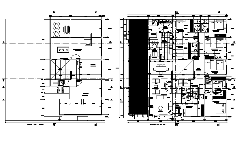 First floor and second floor plan detail dwg file