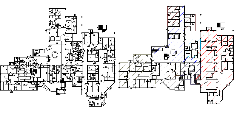 First floor and second floor plan of health care center dwg file