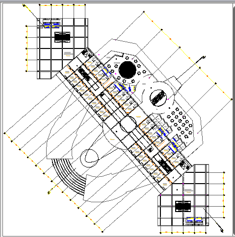 First floor plan layout details of city shopping center dwg file