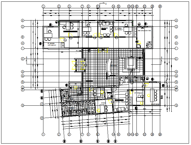 First floor plan of office building dwg file