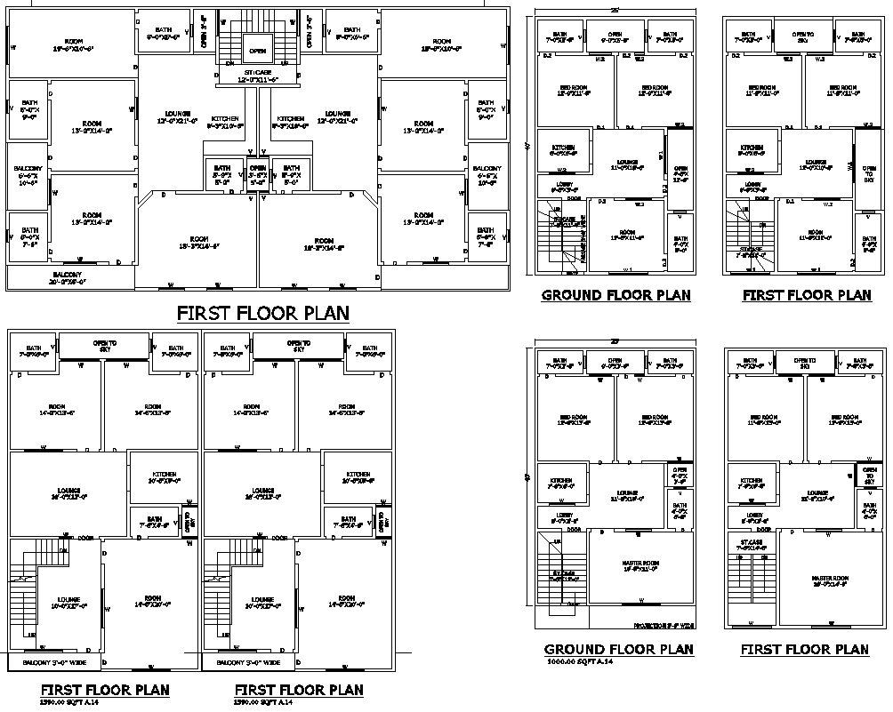 First Floor 4BHK House Plan Layout Details AutoCAD DWG Download