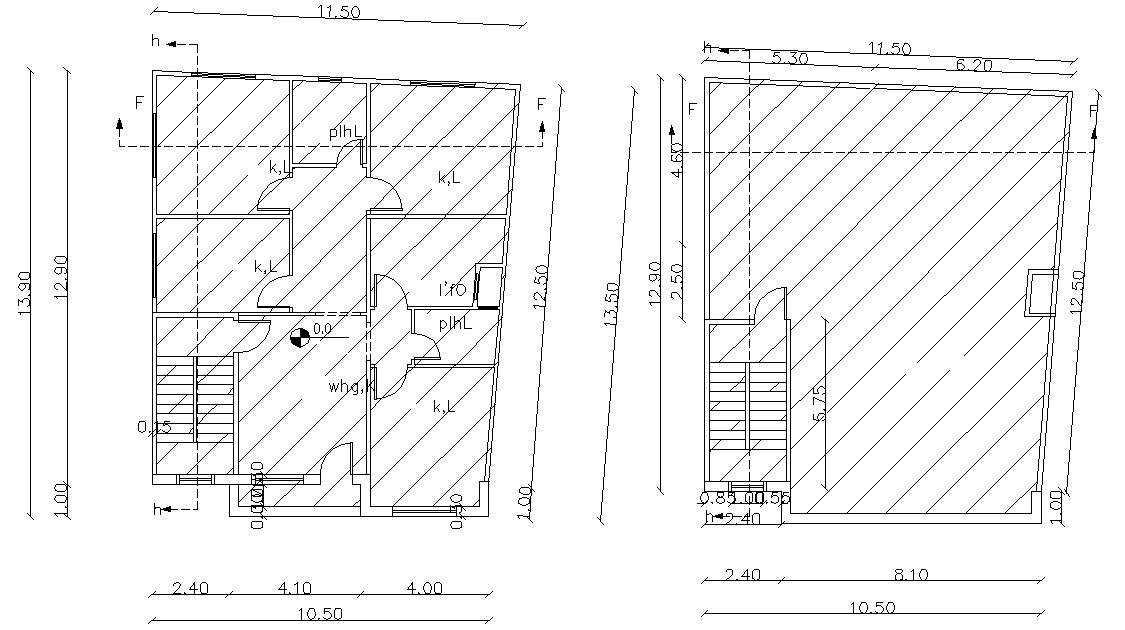First Floor Plan Of House Design With Terrace Floor Cad File