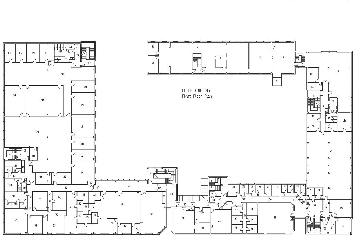 First floor plan for eldon building with dimension details dwg autocad drawing .