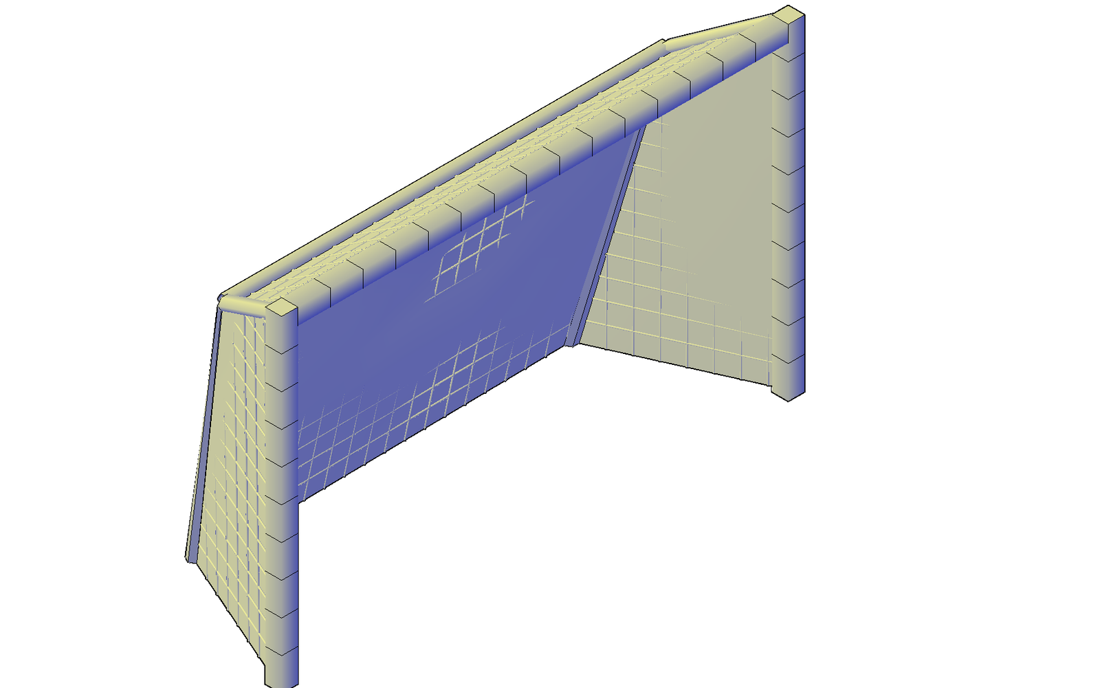 Five a side football goals plan detail dwg file.